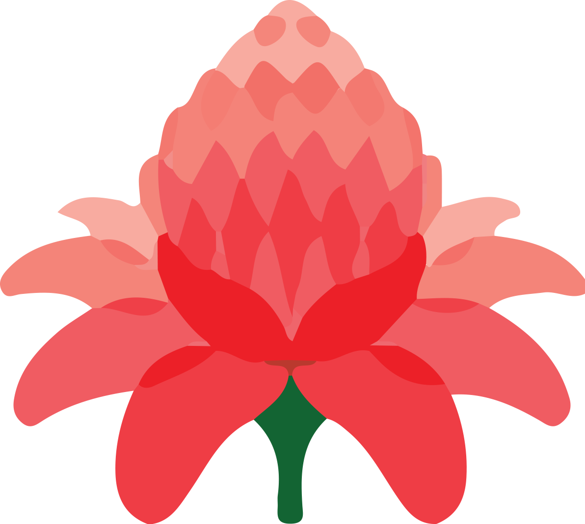 Red torch ginger logo representing Lamakū Extended Care at The Plaza.